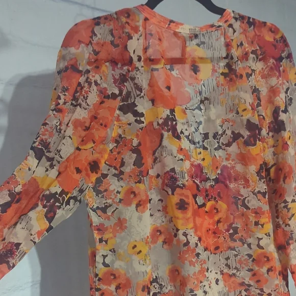 Daisy Fuentes Floral Blouse - Red and Orange - Picture 4 of 5